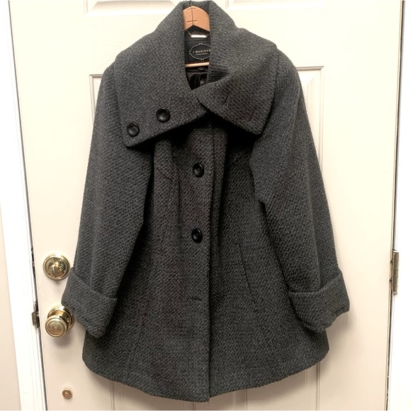 1 Madison Jackets & Coats Madison Stunning Gray Swing Coat With Dramatic Collar Poshmark